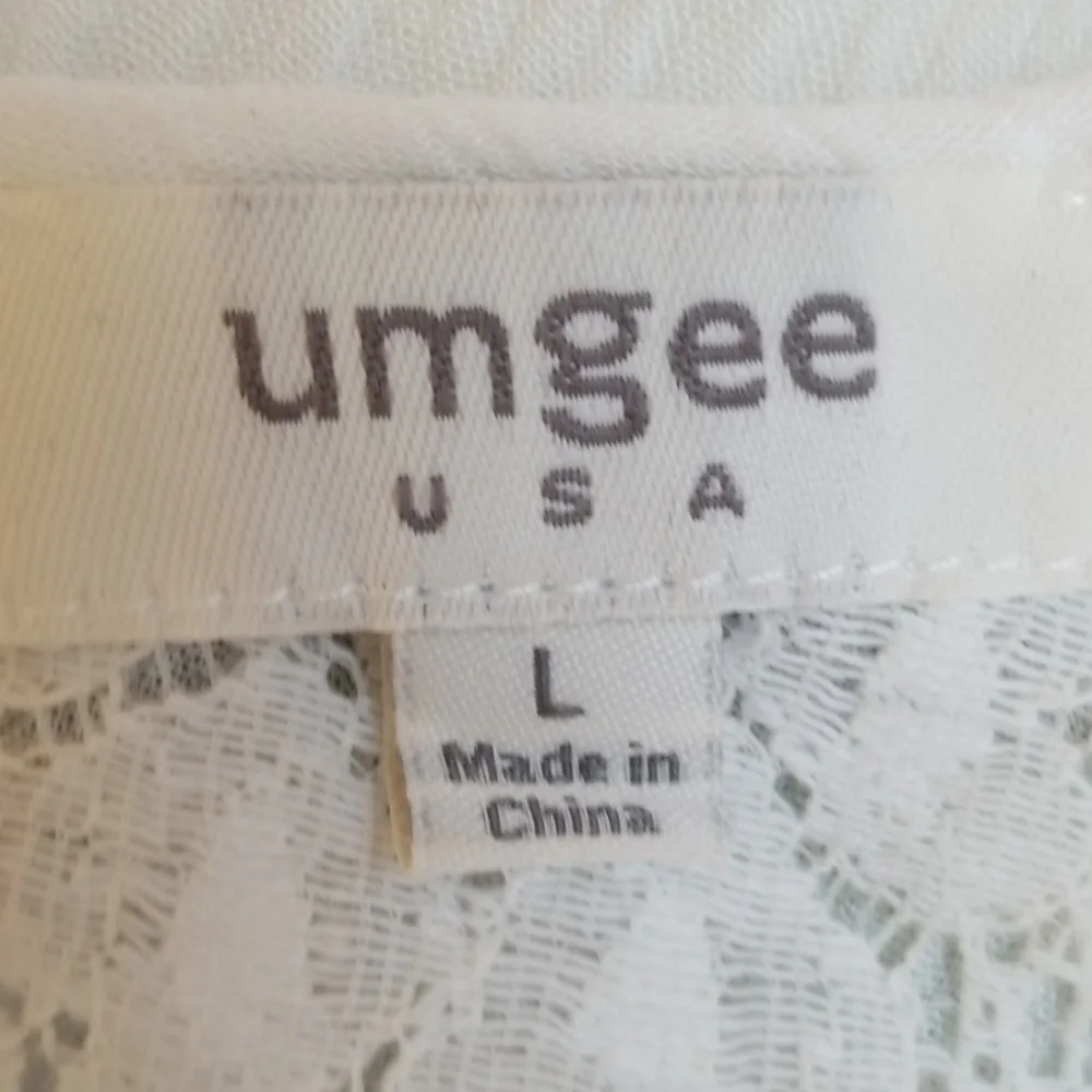 Ungee USA Longsleeve gauze & lace white top blouse - Picture 5 of 8